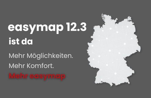 Beitragsbild zum Blogartikel über easymap 12.3 mit Hinweis auf die neuen Funktionen des Releases.