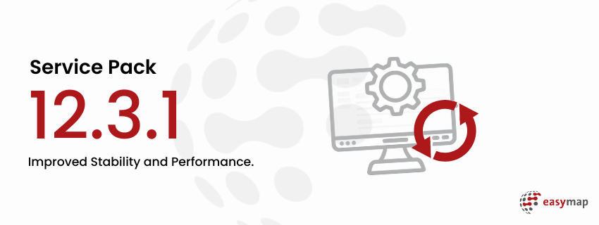 easymap Service Pack 12.3.1 – Improved Stability and Performance Header graphic for easymap Service Pack 12.3.1 highlighting improved stability and performance.