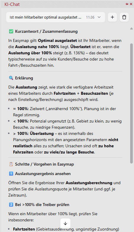 KI-Chat beantwortet Fragen zur Mitarbeiterauslastung KI-Chat beantwortet Fragen zur Mitarbeiterauslastung